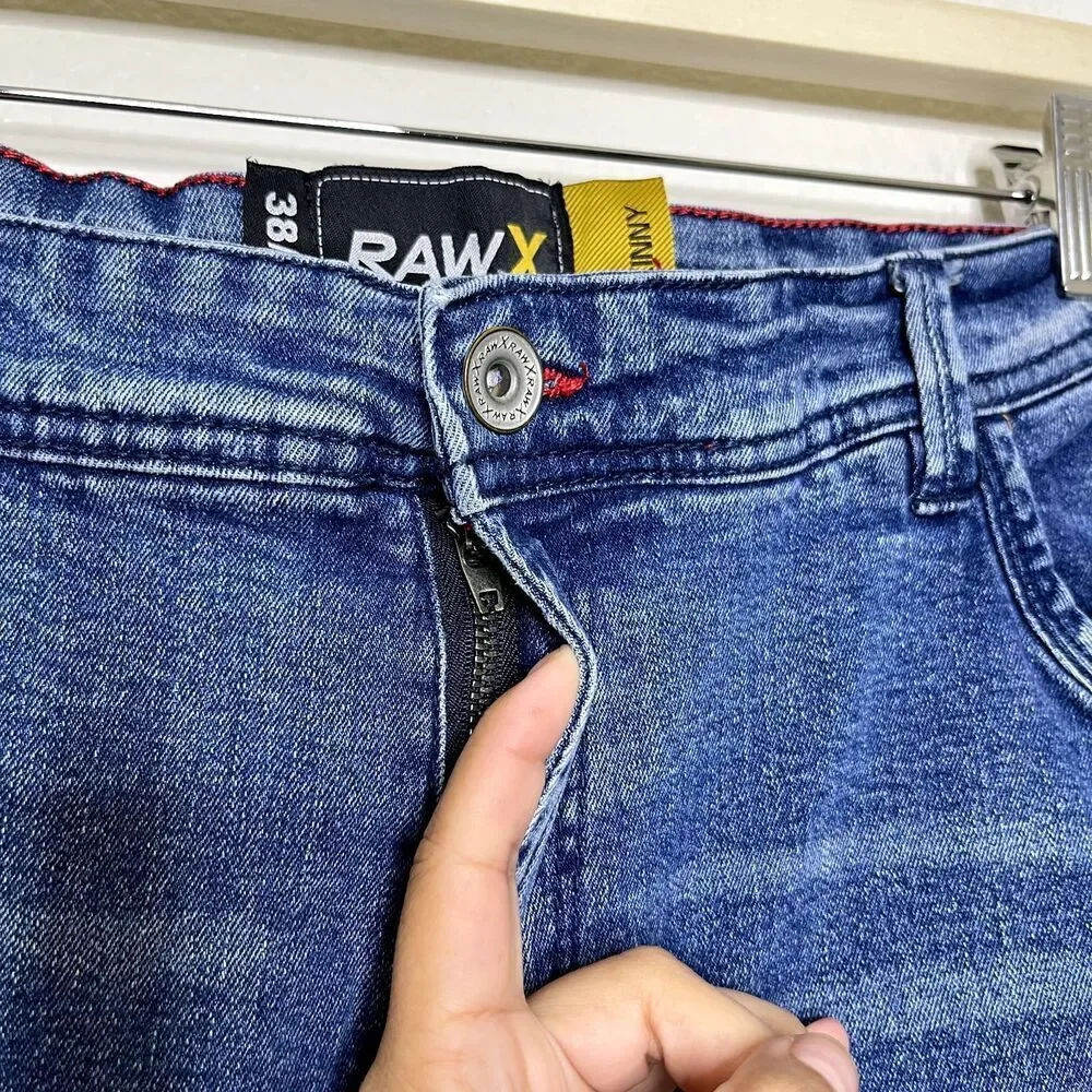 Raw X Skinny Jeans Mens 38x32 Actual 38x30 Medium Wash Stretch Denim Pockets